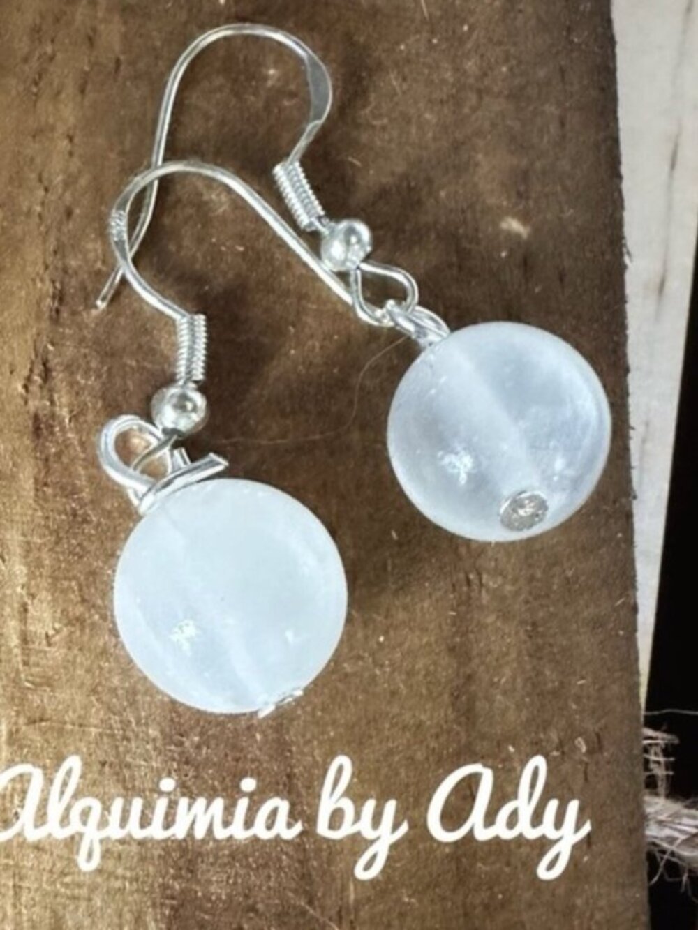 Selenite Glow Sphere Earrings — Silver Hooks, Clean Minimal Boho